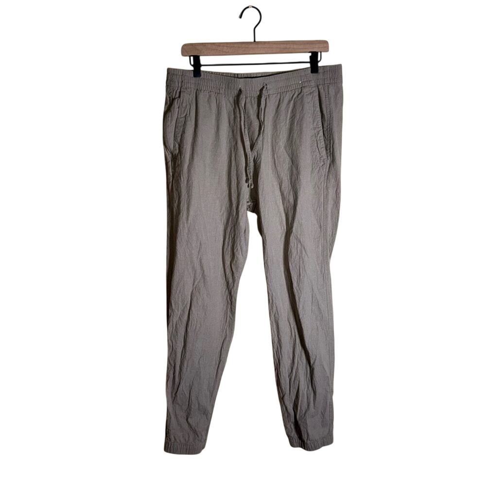 ABERCROMBIE & FITCH linen blend lightweight drawstring coastal joggers L